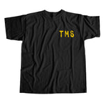 TMS Face - (Tecs, Macs & Shotguns) Yellow Paint (Black) T-Shirt